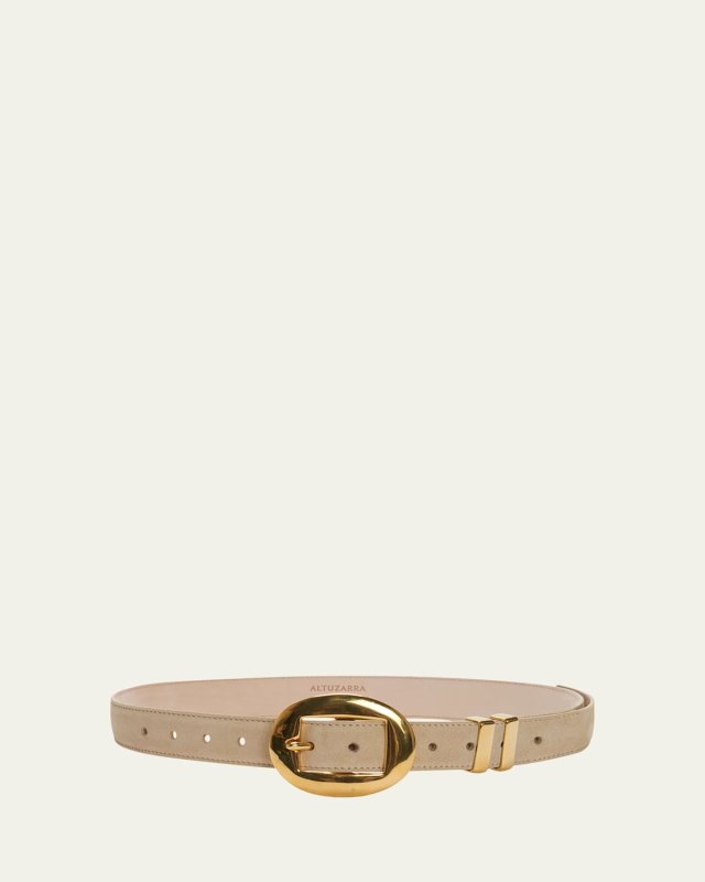 Leather Belt W/ Vintage Brass Buckl